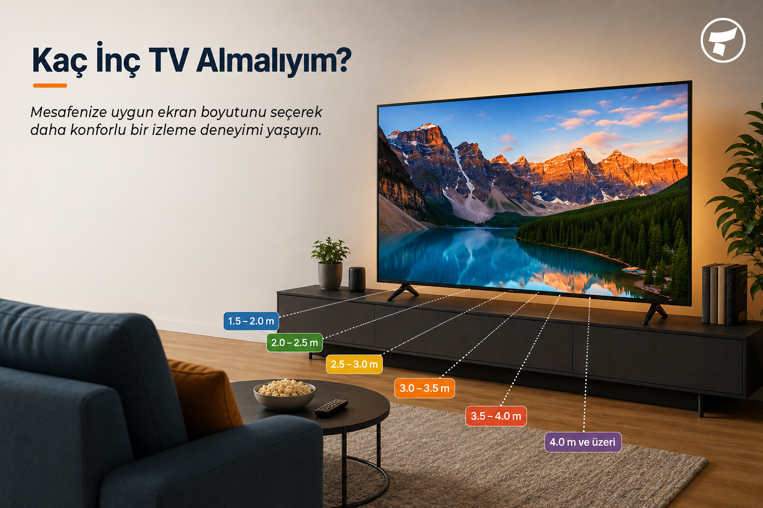 Kaç İnç TV Almalıyım? Oturma Mesafesine Göre TV Boyutu Rehberi
