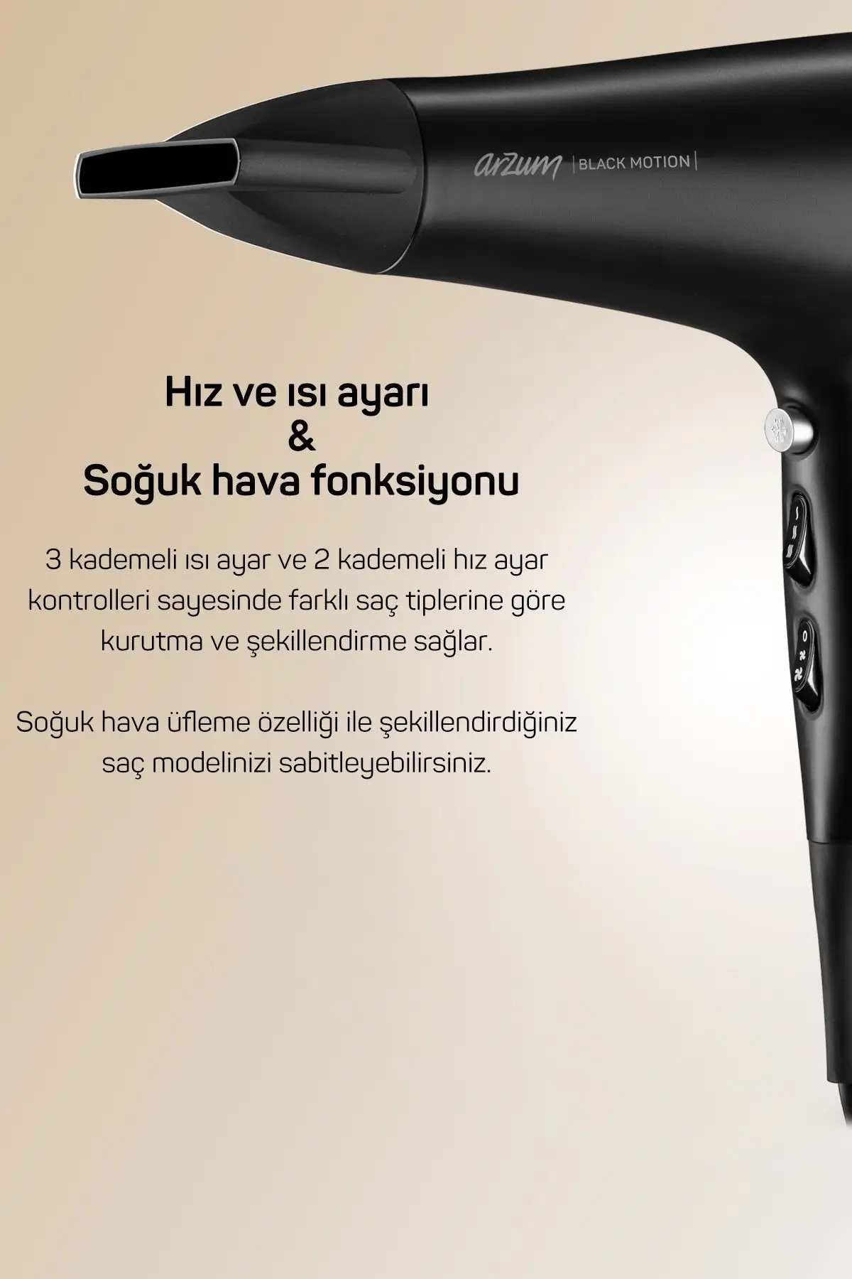 Arzum Black Motion 2200 W Saç Kurutma Makinesi AR5099 