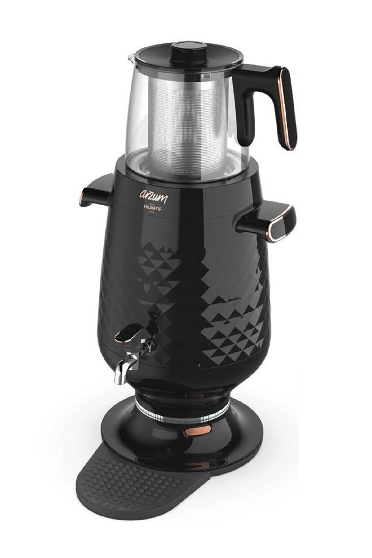 Arzum Ehlikeyf Siyah 2200 W Cam Demlikli Semaver AR3083