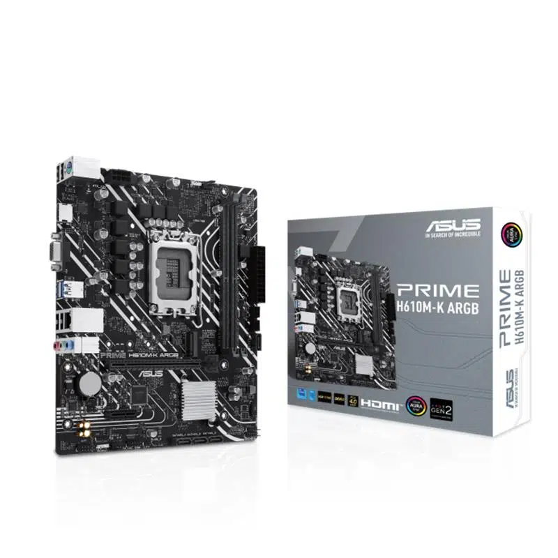Asus Prıme H610M-K Argb Ddr5 5600Mhz 1Xvga 1Xhdmı 1Xm.2 Usb 3.2 Matx 1700P (12. / 13. Ve 14. Nesil İşlemci Uyumlu)