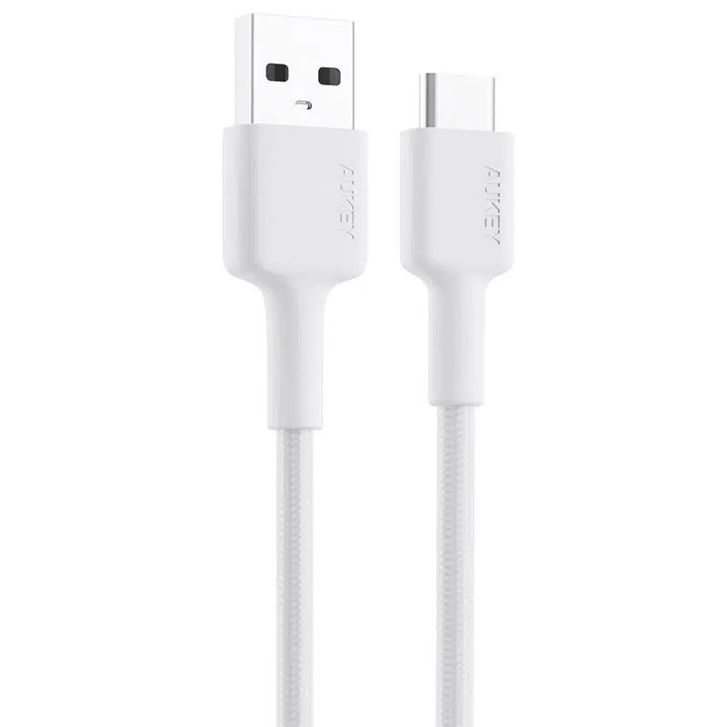 AUKEY CB-CD30-WH NAYLON ÖRGÜLÜ USB-A TYPE-C ŞARJ KABLOSU 0.9MT