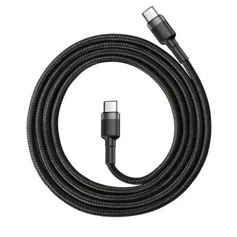 BASEUS CAFULE 3A CATKLF-G91 SİYAH TYPE-C TO TYPE-C 1 METRE ŞARJ KABLOSU