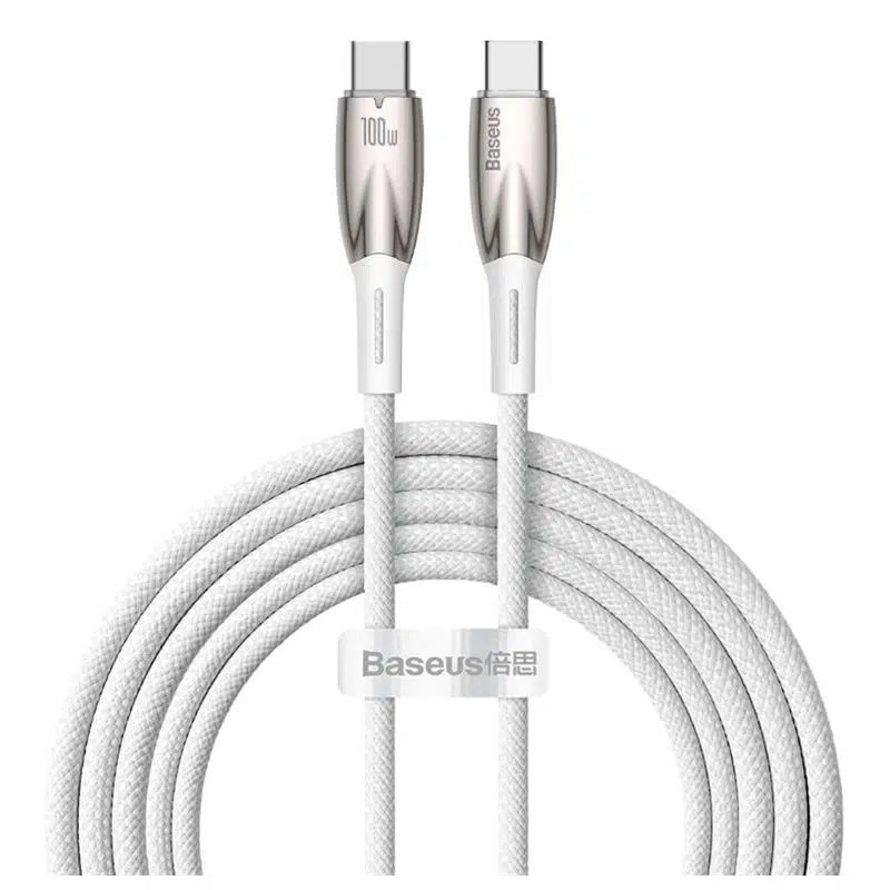 BASEUS GLIMMER SERIES BEYAZ 100W 200 CM PD TYPE-C TO TYPE-C ŞARJ KABLOSU CADH000802