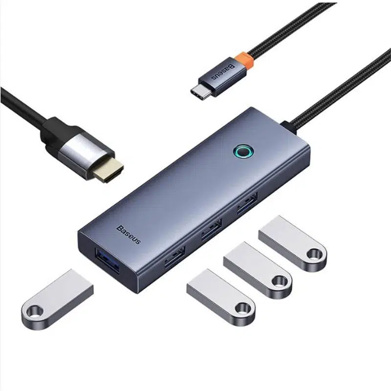 BASEUS ULTRA JOY 5IN1 GRİ TYPE-C HUB B00052809813-00 GİRİŞ:TYPE-C ÇIKIŞ:USB X4, HDMI X1