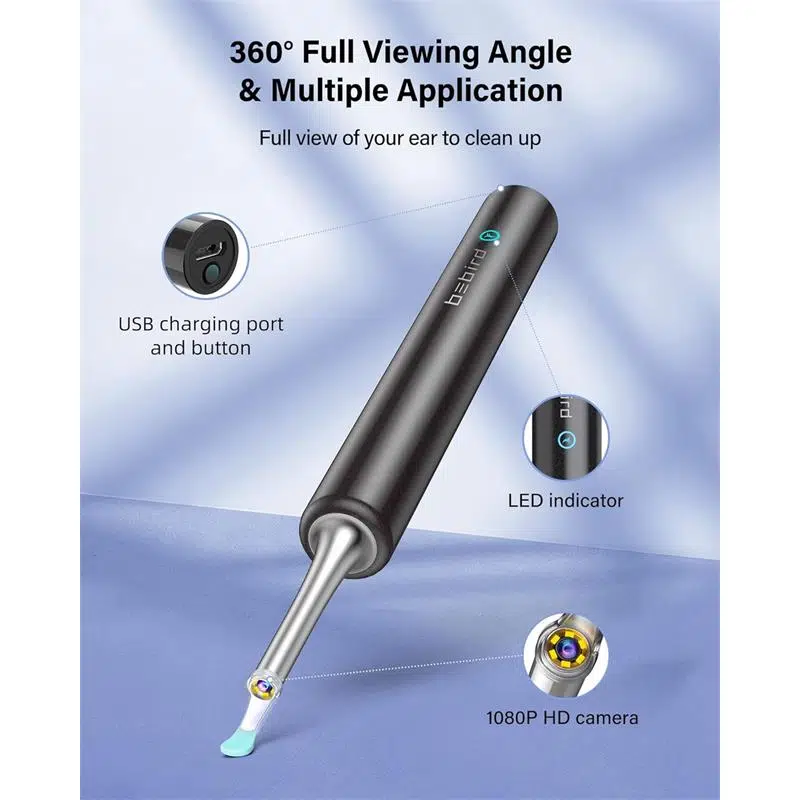 Bebırd T5 3Mp Kamera 3.5Mm Lens Şarjlı Wıfı Görüntülü Kulak Temizleyici Siyah Renk