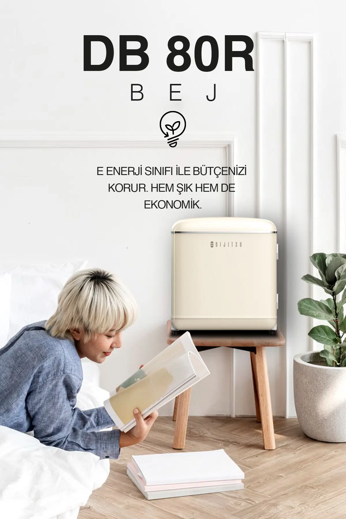 Dijitsu Retro Bej Mini Buzdolabı DB80RBE 