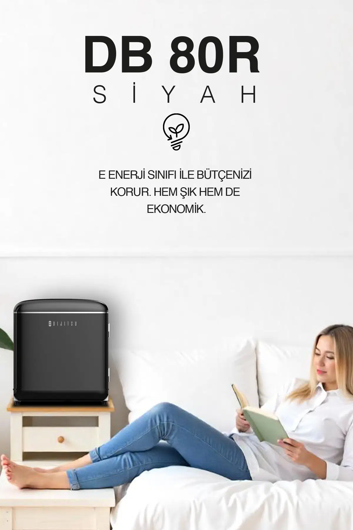 Dijitsu Retro Siyah Mini Buzdolabı DB80RBL 