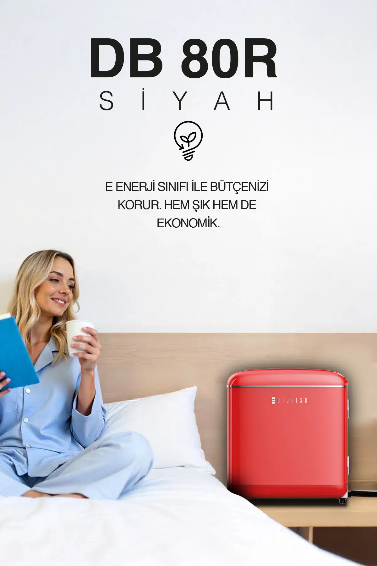 Dijitsu Retro Kırmızı Mini Buzdolabı DB80RRE 