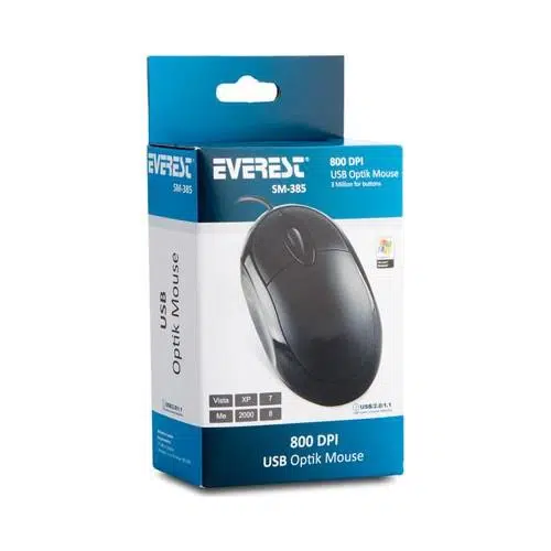 Everest Sm-385 Kablolu Usb Siyah 1200Dpı Optik Mouse