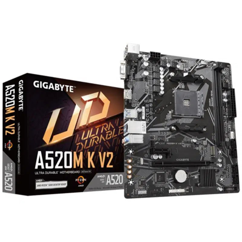 GIGABYTE A520M-K V2 1.0 DDR4 5100MHZ 1XVGA 1XHDMI 1XM.2 USB 3.2 MATX AM4 (AMD 5000,5000-G VE 4000-G SERİSİ İLE UYUMLU)