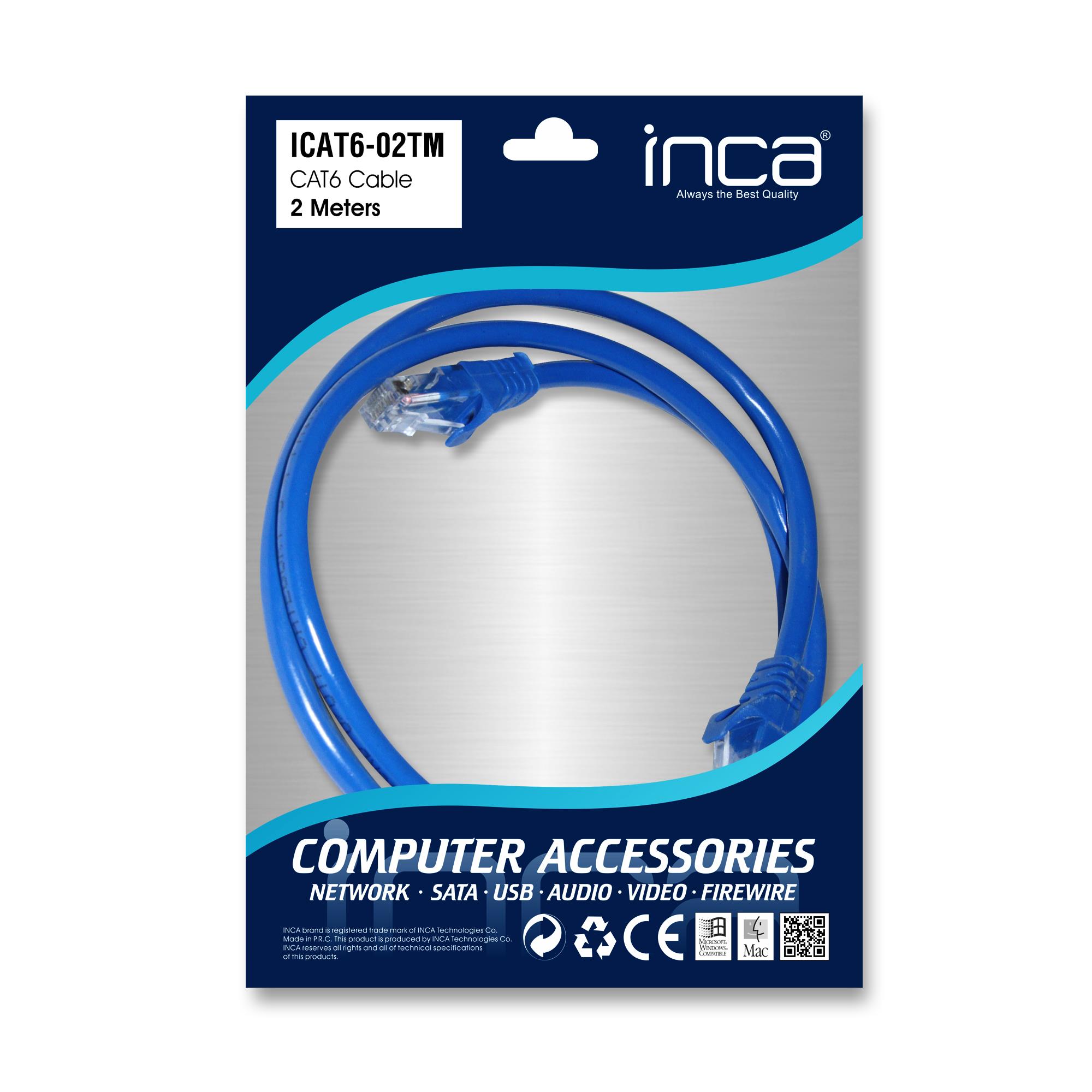 Inca Icat6-02Tm 2Mt Cat6 Utp Patch Kablo Mavi