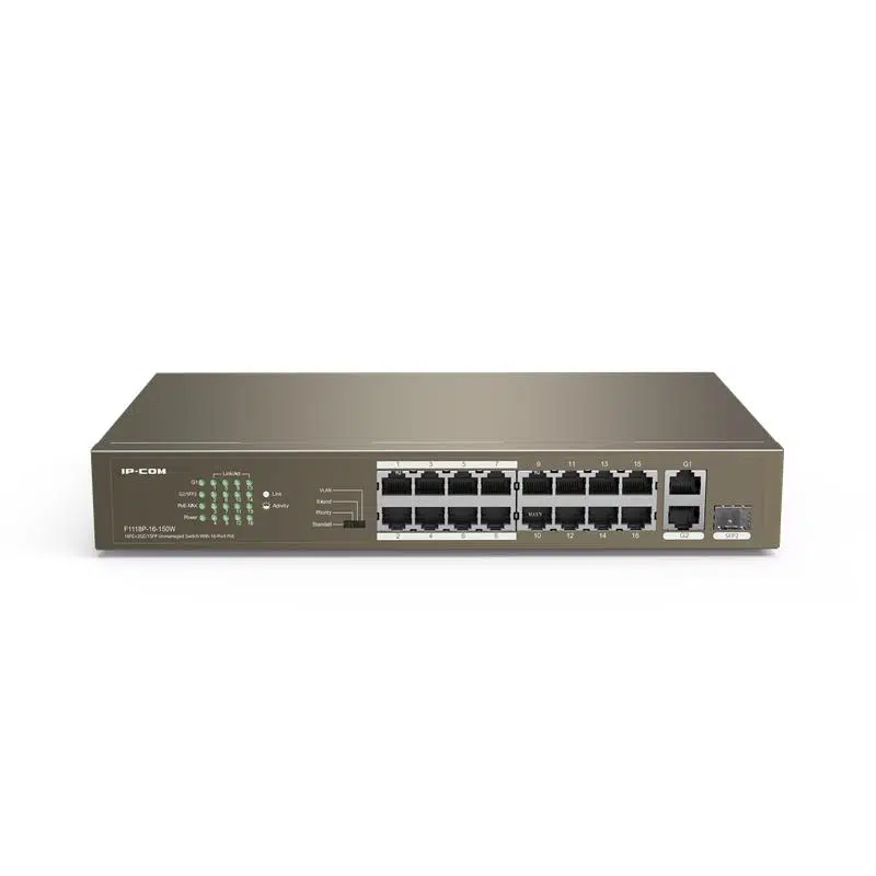 Ip-Com F1118P-16-150W 16 Port 10/100+2X1Gb Sfp/1Xrj45 Combo 150W Poe Rackmount Swıtch