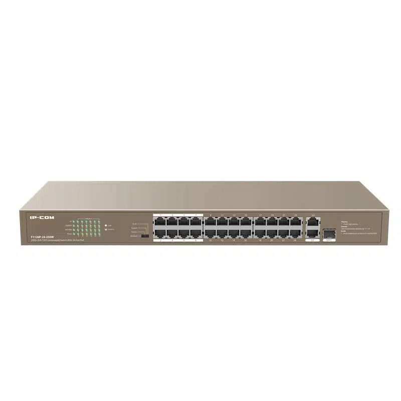 Ip-Com F1126P-24-250W 24 Port 10/100+ 2Xrj45/1X1Gb Sfp Combo 250W Poe Racmount Swıtch