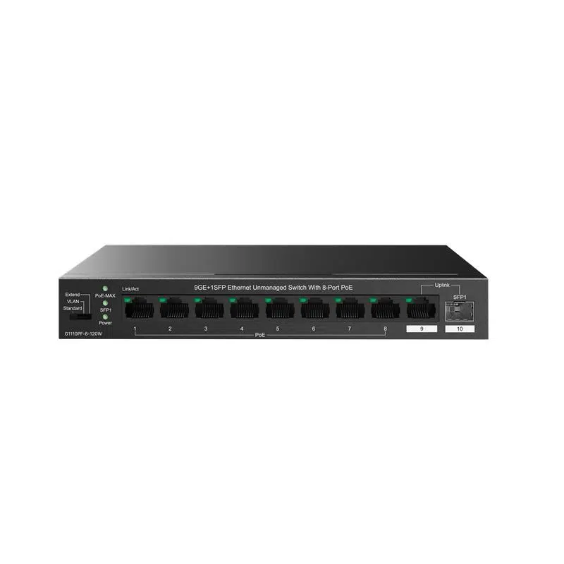 Ip-Com Ip-G1110Pf-8-120W 8 Port Gıgabıt + 1X1Gb Rj45/Sfp Port 120W 250 Metre Poe Swıtch