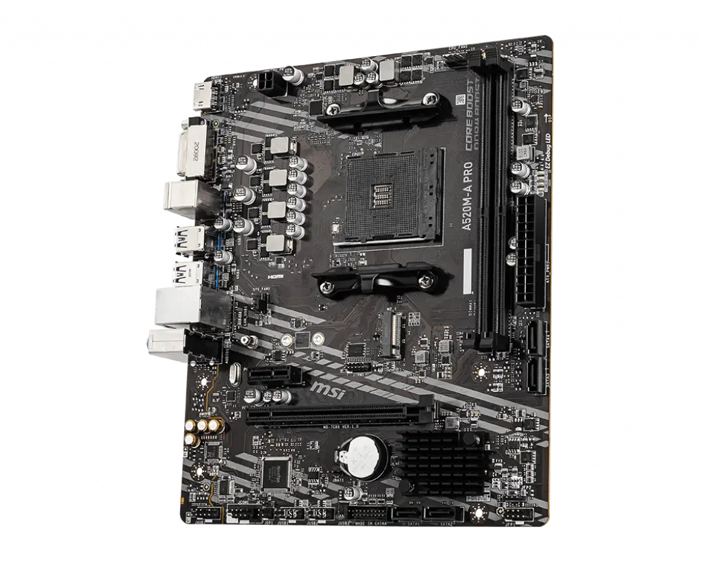 MSI A520M-A PRO DDR4 4600MHZ 1XHDMI 1XDVI 1XM.2 USB 3.2 MATX AM4 (AMD AM4 5000/4000 /3000 SERİSİ İLE UYUMLU)