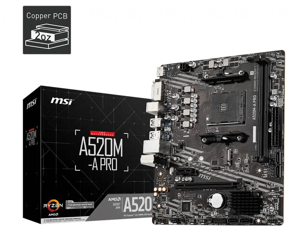Msı A520M-A Pro Ddr4 4600Mhz 1Xhdmı 1Xdvı 1Xm.2 Usb 3.2 Matx Am4 (Amd Am4 5000/4000 /3000 Serisi İle Uyumlu)