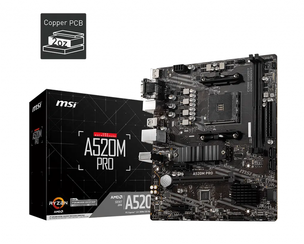 MSI A520M PRO DDR4 3200MHZ 1XVGA 1XHDMI 1XDP 1XM.2 USB 3.2 MATX AM4 (AMD AM4 5000/4000 /3000 SERİSİ İLE UYUMLU)