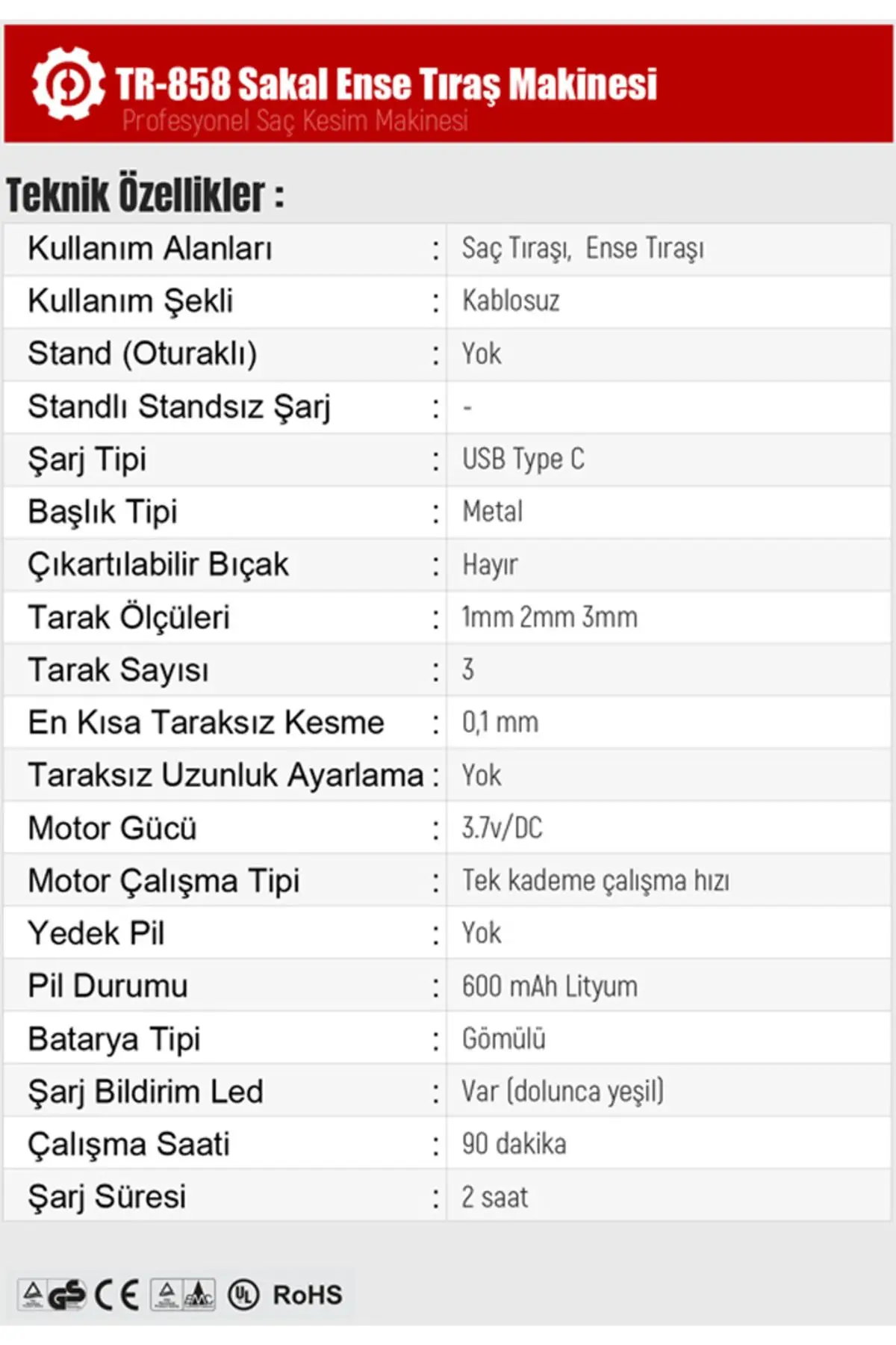 Powertec Profesyonel Sakal ve Saç Kesme Makinesi TR-858
