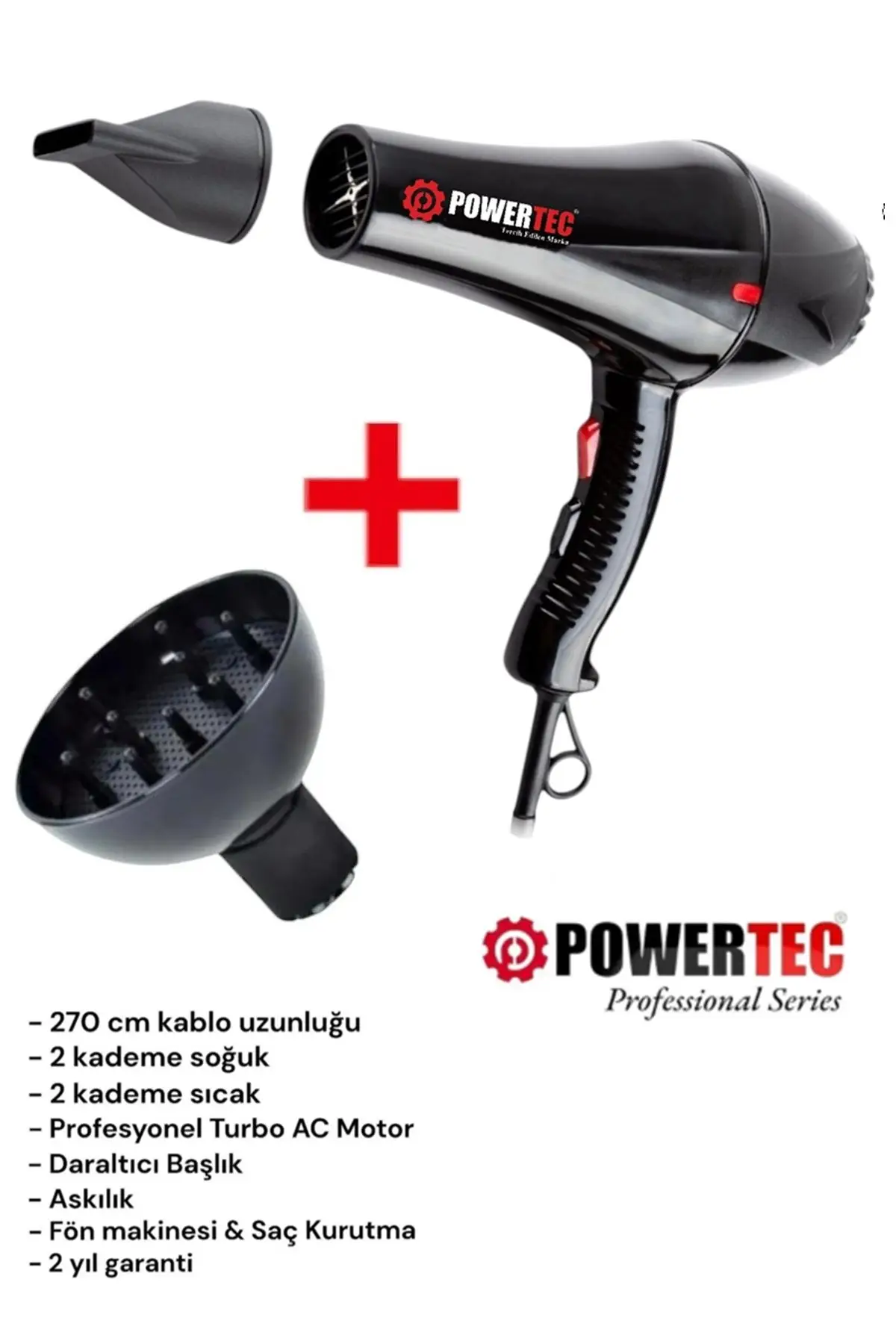 Powertec Turbo Profesyonel 2000 W Fön Makinesi TR-901