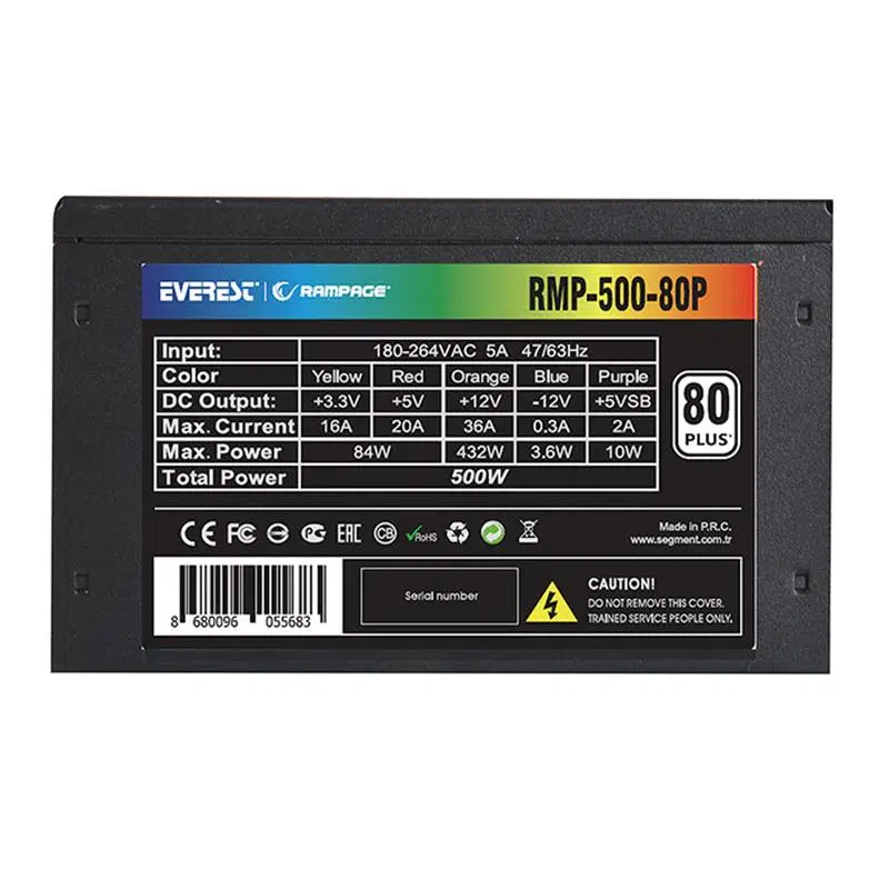 Rampage Rmp-500-80P 500W 80 Plus 12Cm Fan Aktif Pfc Power Supply