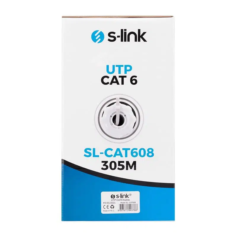 S-Lınk Sl-Cat608 305Mt 6Mm 24Awg Cat6 Kablo Gri