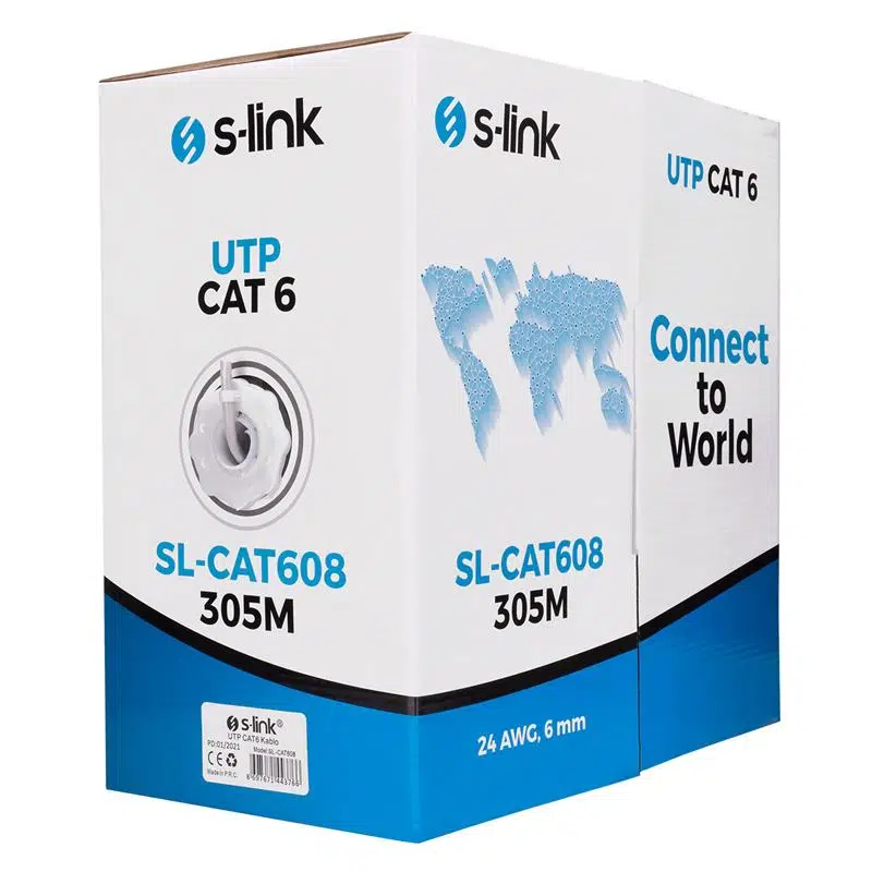 S-Lınk Sl-Cat608 305Mt 6Mm 24Awg Cat6 Kablo Gri