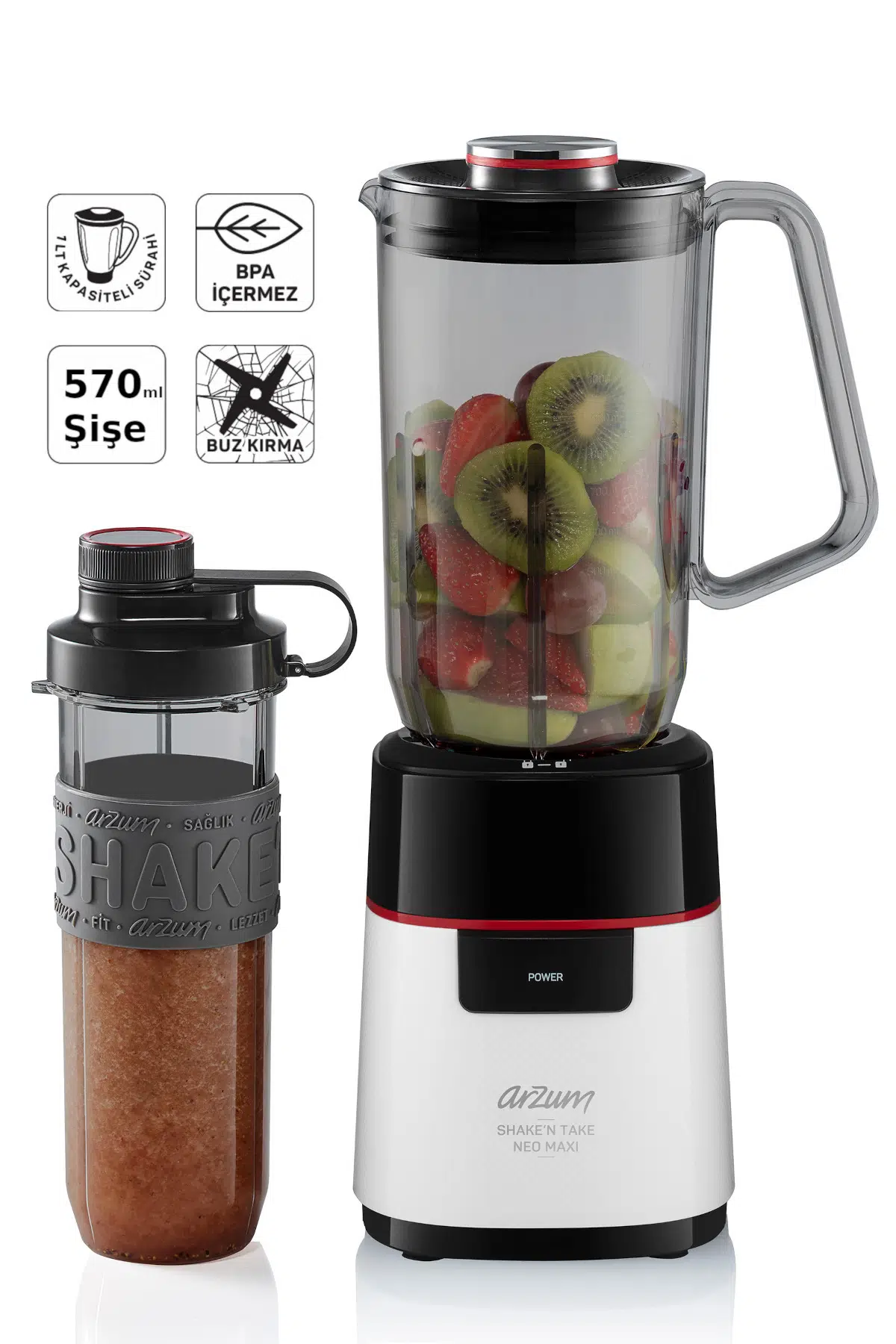 Arzum Shake'N Take Neo Maxi Beyaz Kişisel Sürahi Blender AR1174-B