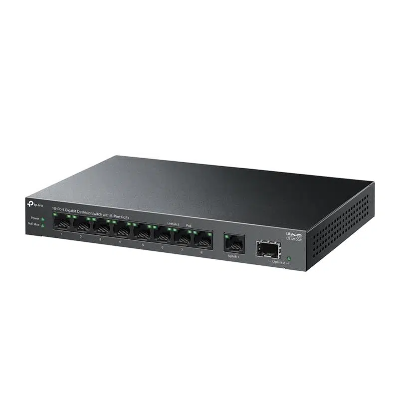 Tp-Lınk Ls1210Gp 8 Port Gıgabıt + 1Xrj45/1Xsfp Uplınk 61W 250 Metre Poe Mesafe Metal Kasa