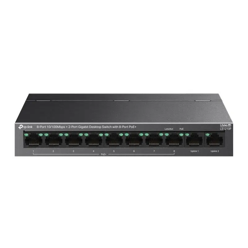 TP-LINK LS1210P 8 PORT 10/100MBPS+2-PORT GIGABIT 8-PORT POE+ 96W MASAÜSTÜ SWITCH