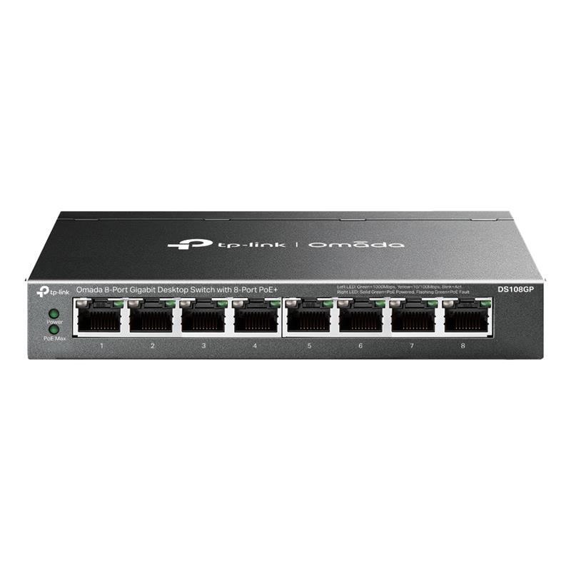 Tp-Lınk Omada Ds108Gp 8 Port Gıgabıt 65W 250 Metre Poe Mesafe Metal Kasa Swıtch