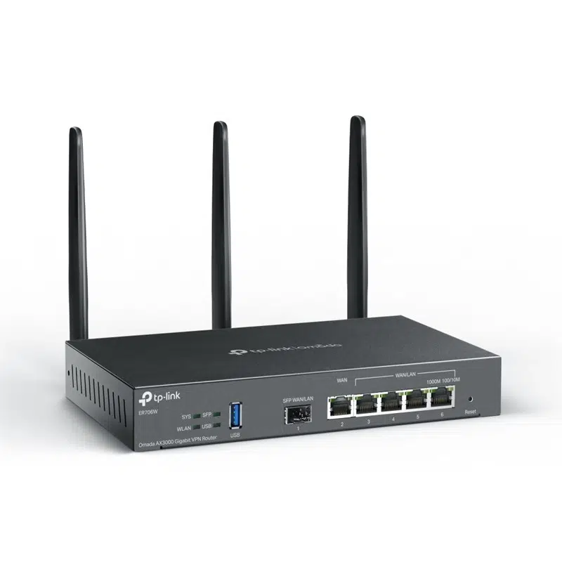 TP-LINK OMADA ER706W AX3000 WIFI 6 1XGIGABIT SFP WAN/LAN PORT 1XGIGABIT RJ45 WAN PORT 4XGIGABIT WAN/LAN RJ45 VPN ROUTER