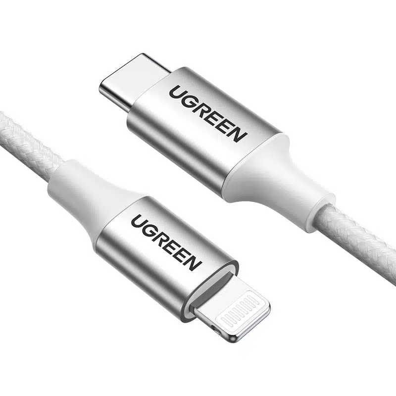 UGREEN TYPE-C TO LIGHTNING 3A 70525 PD MFİ SERTİFİKALI ÖRGÜLÜ HIZLI ŞARJ KABLOSU 2 METRE GÜMÜŞ