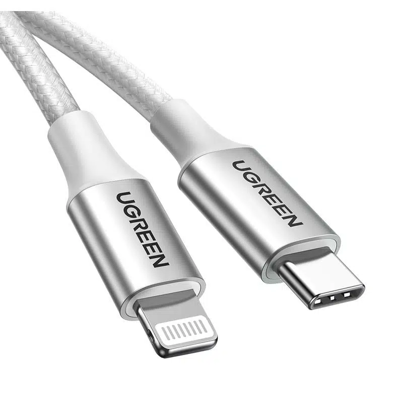 UGREEN TYPE-C TO LIGHTNING 3A 70525 PD MFİ SERTİFİKALI ÖRGÜLÜ HIZLI ŞARJ KABLOSU 2 METRE GÜMÜŞ
