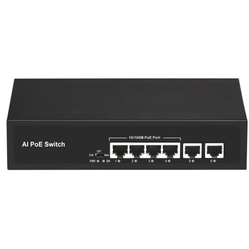 Uranıum Poe-4020-55W 4 Port 10/100 + 2 Port 10/100 Rj45 Uplınk Poe Swıtch (Realtek Chıpset)