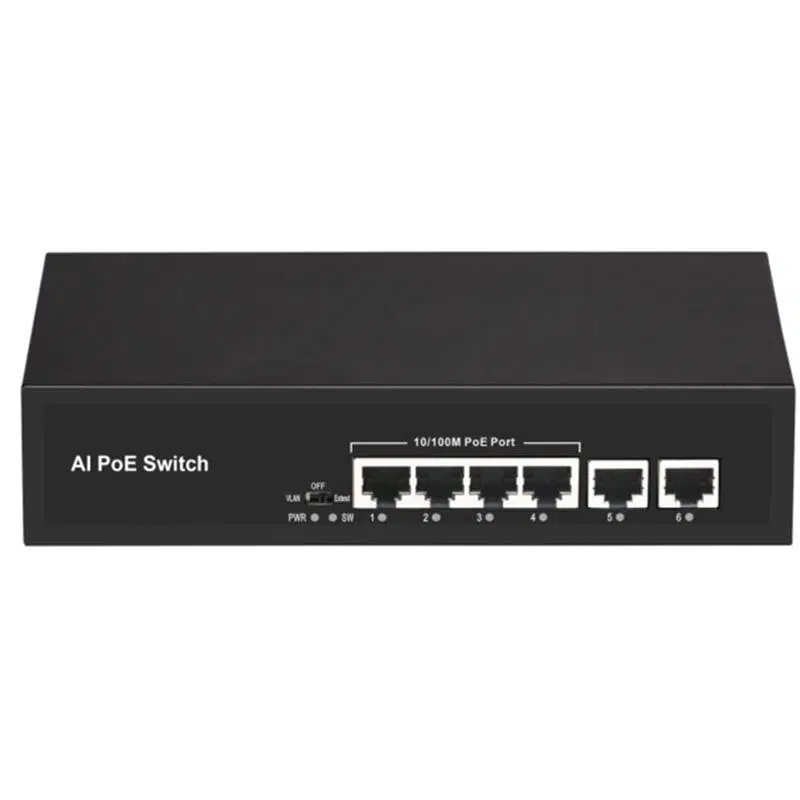 Uranıum Poe-4020-55W 4 Port 10/100 + 2 Port 10/100 Rj45 Uplınk Poe Swıtch (Realtek Chıpset)