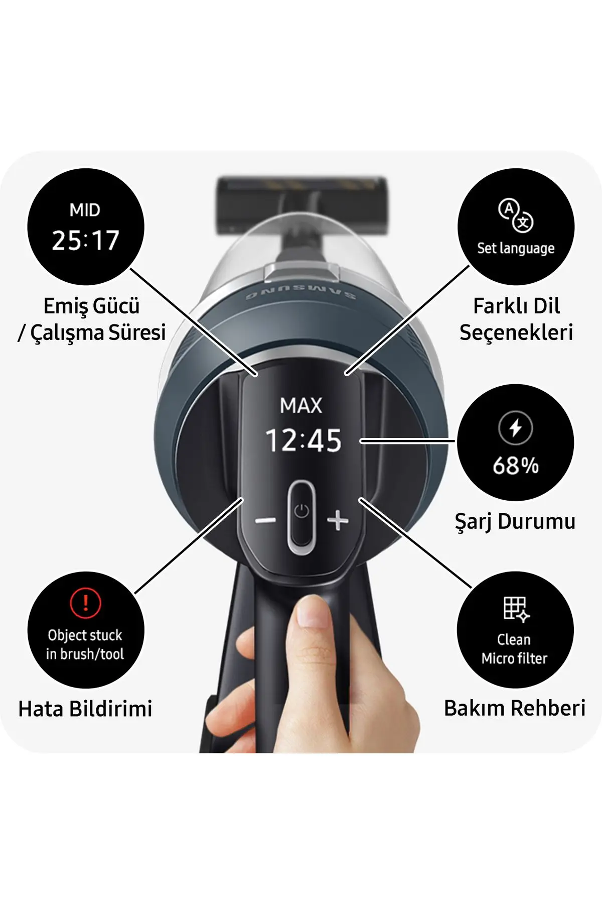 Samsung Jet 85 VS20C8524TB/TR Şarjlı Dikey Süpürge